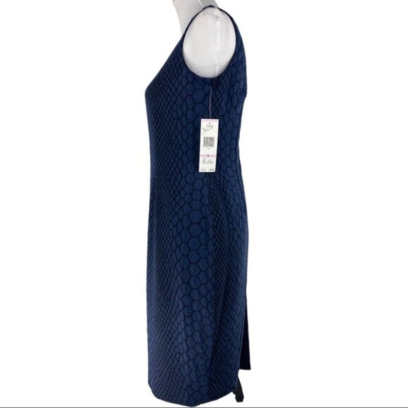 Nine West Women's NWT Blue On The Town Snakeskin Print Siren Career Dress 6/C34 - Picture 4 of 14